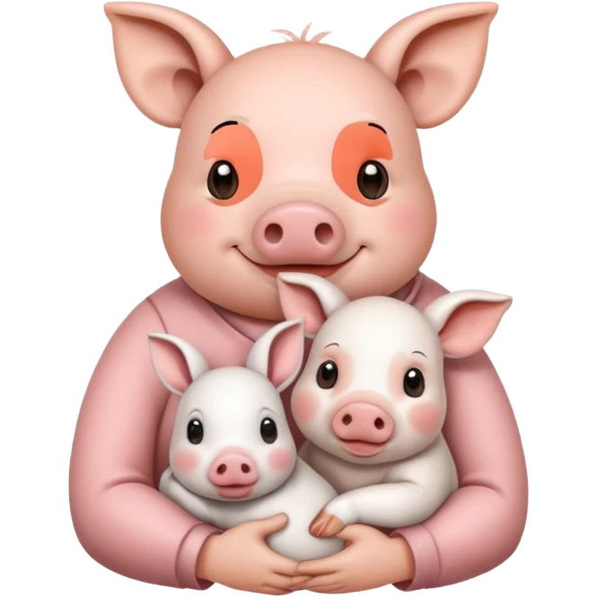 Home of rat, pig as parent hugging  little cow,  adult rabbit  emoji