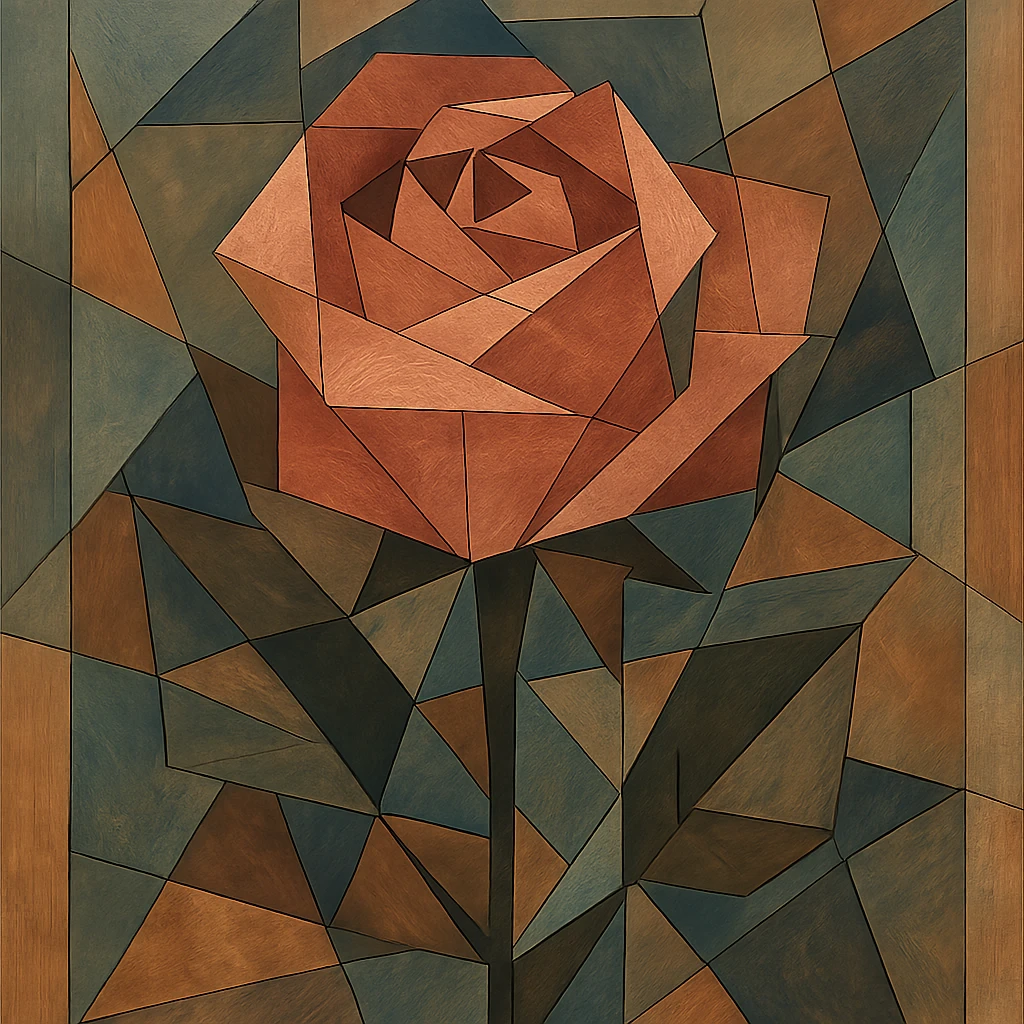 rose gold object, metallic, soft pink, minimal background, cubist abstraction style emoji