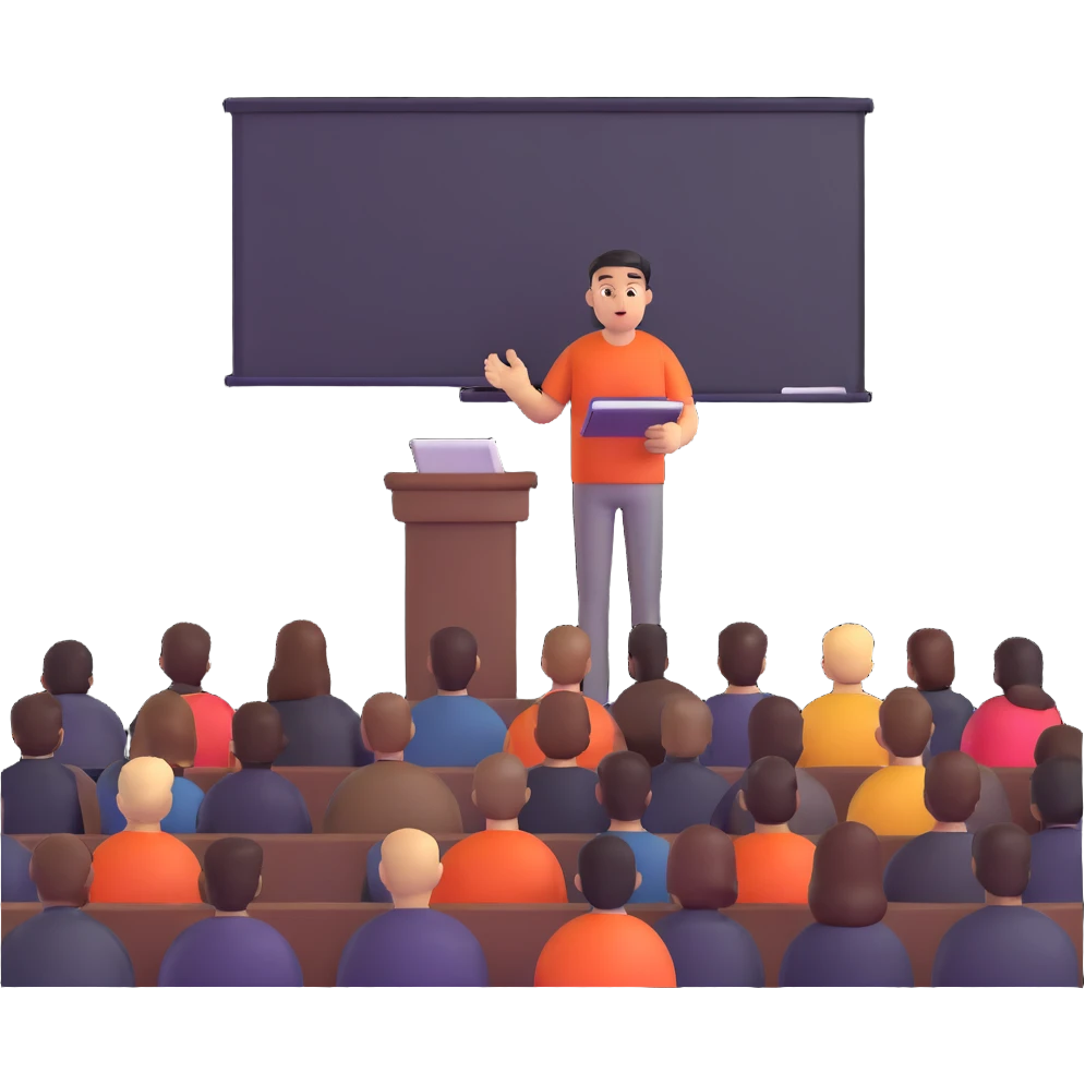 professional hair stylist giving seminar to hairdressers emoji