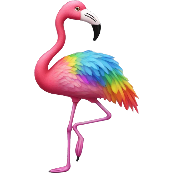 Tap dancing rainbow flamingo emoji