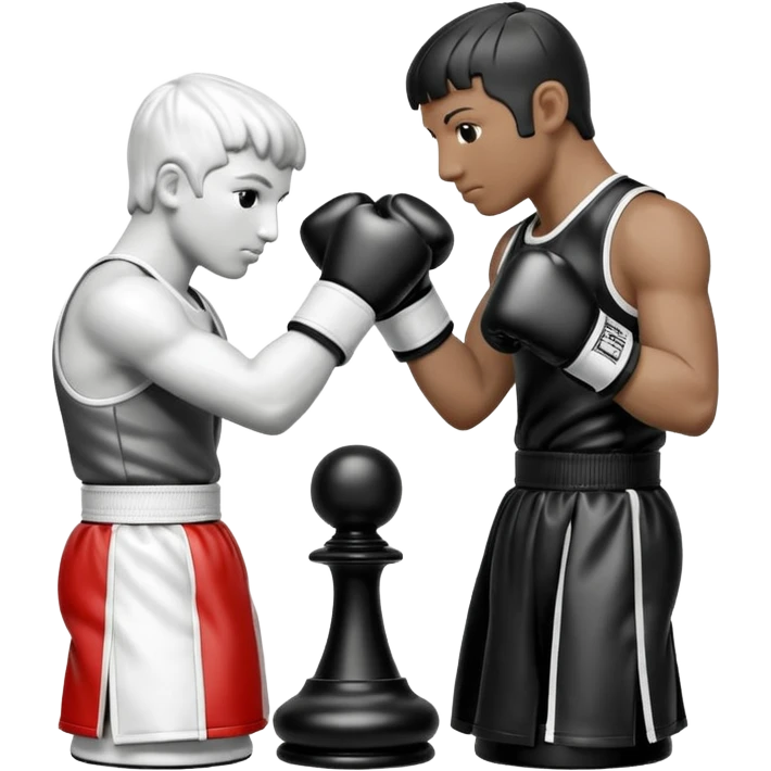 Chess pieces boxing, holding guard and jabbing emoji