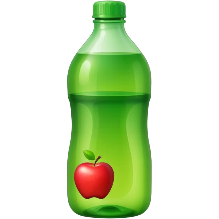 tall plastic bottle with built-in handle and screw cap, partially filled with vibrant-colored liquid (green, blue, or orange), slightly translucent body, smooth curves, clean utilitarian shape, no label, no mop, no surface, closed bottle, apple emoji style, soft lighting, subtle shadows, emoji scale emoji