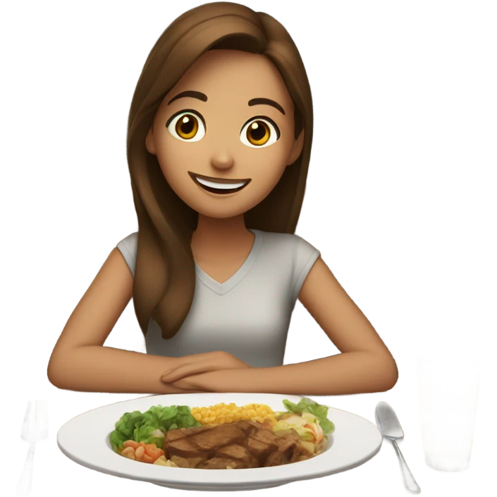 Brown hair Girl dinner emoji