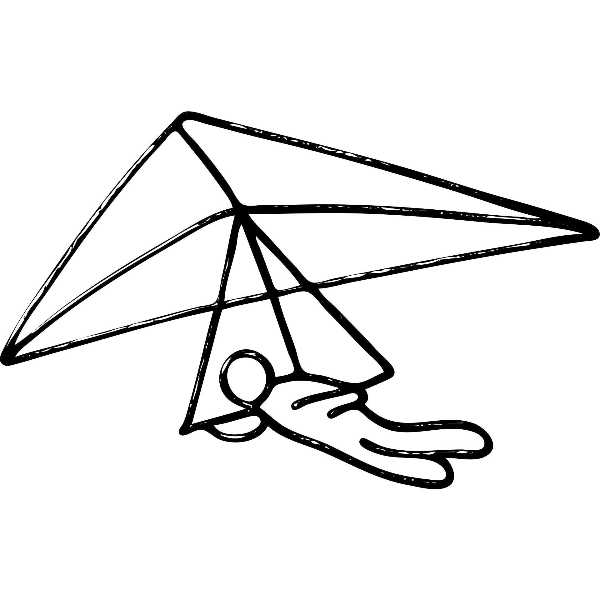 hand drawn outlined hang glider icon emoji