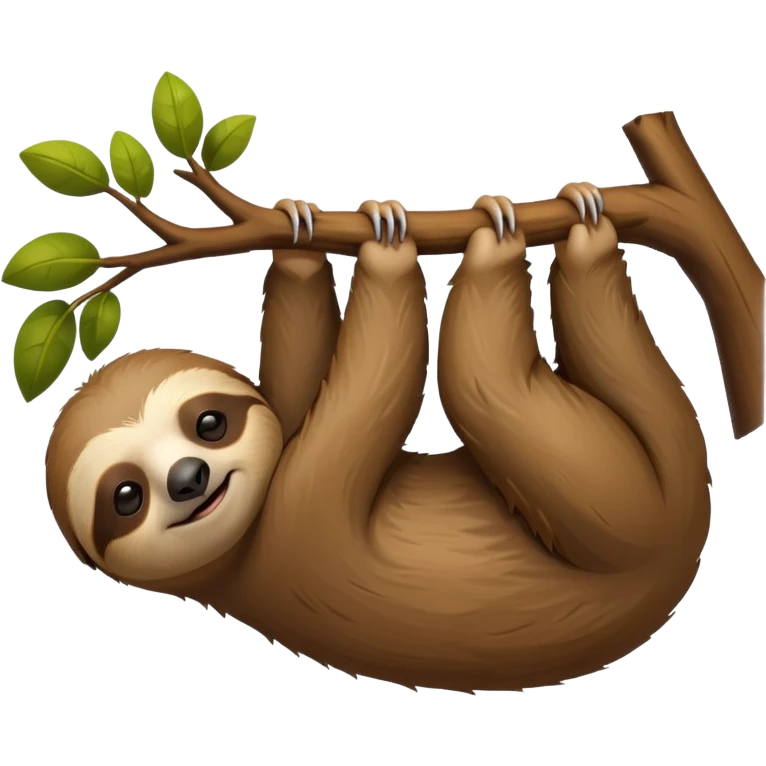sleepy sloth hanging from a tree emoji