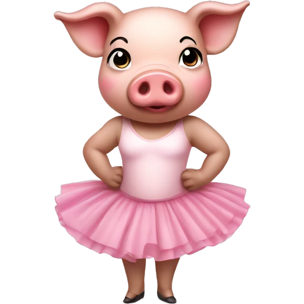 a pig with ballet skirt wearing lipstick emoji