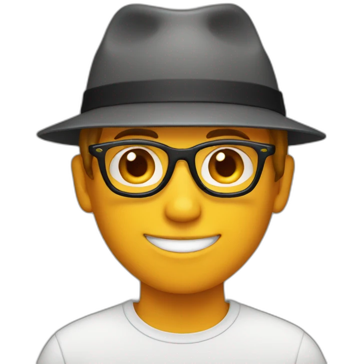 white boy with hat orange and glasses emoji