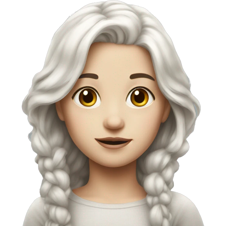 realistic portrait of girl with white hair emoji