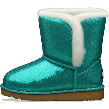 Realistic teal glitter and fur Ugg boots. emoji