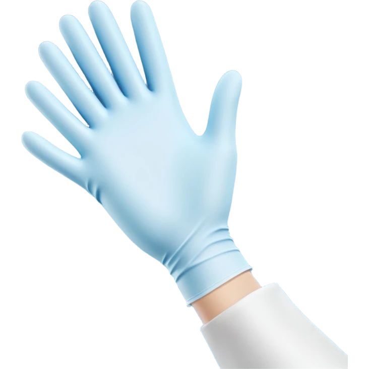 3D render of Latex Glove, forensic investigation aesthetic, sterile clinical lighting, cool blue undertones, sharp high-contrast details, professional clean look. emoji
