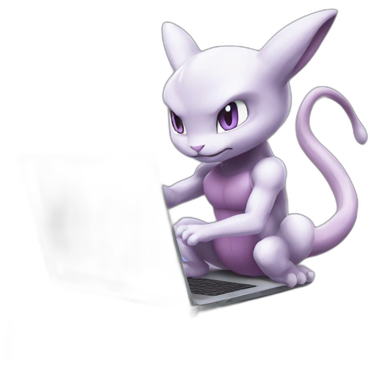 pokemon mewtwo working on laptop emoji