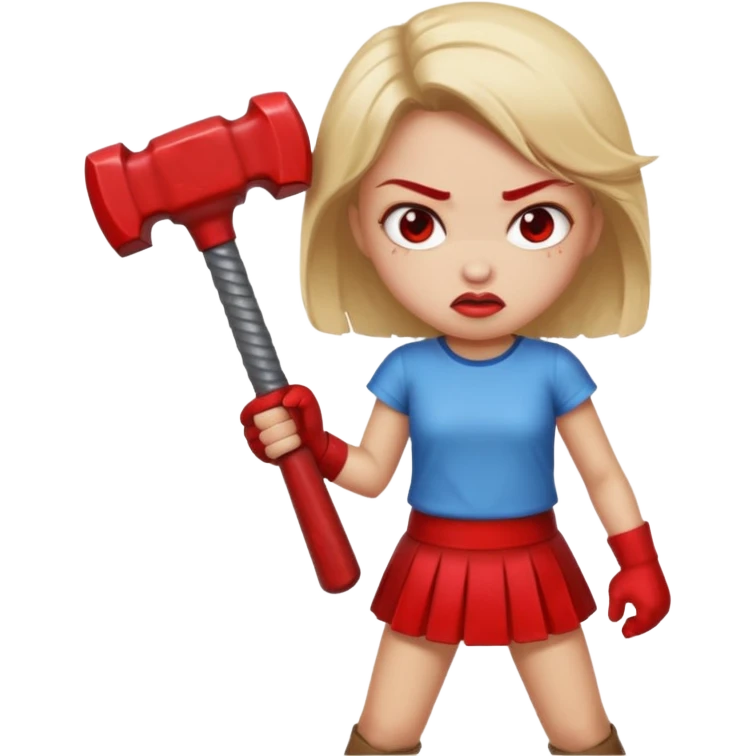 red glitter angry girl with a giant hammer emoji