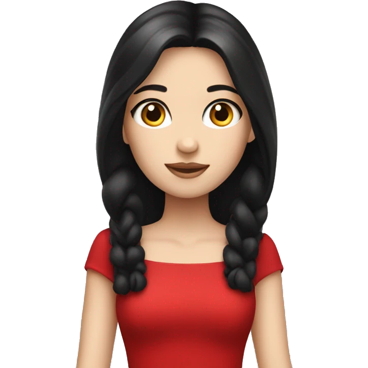 Pale Girl with black hair wearing red dress emoji