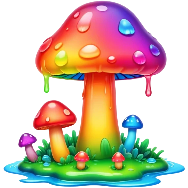 gummy neon rainbow melting mushroom landscape emoji