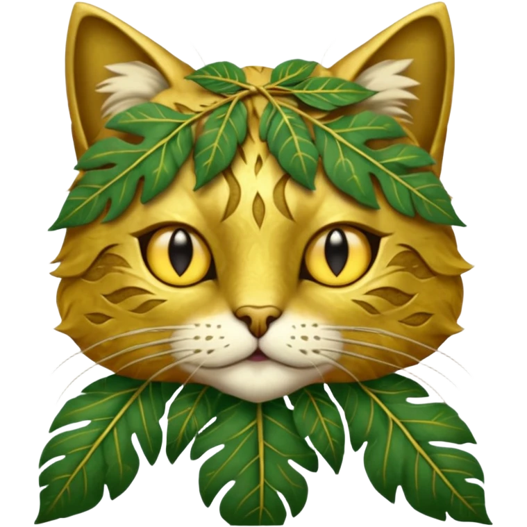 ancient cat with leaf cloth emoji