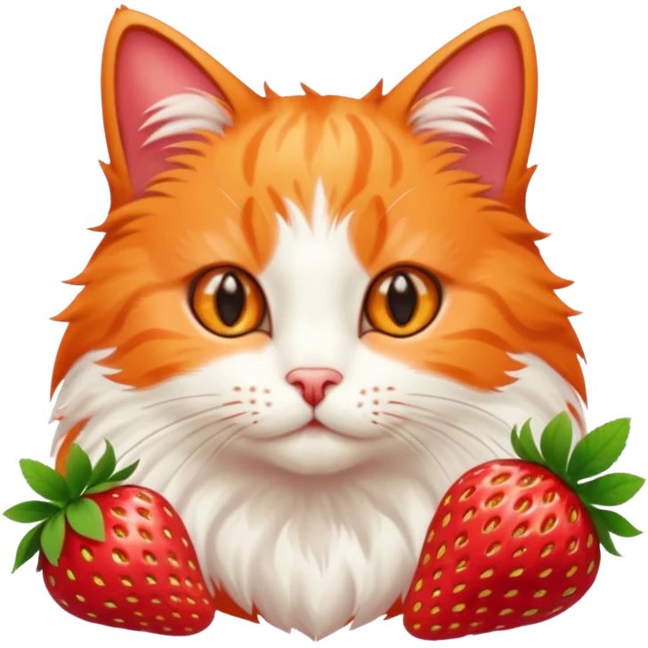 I want a cute cat with strawberries emoji