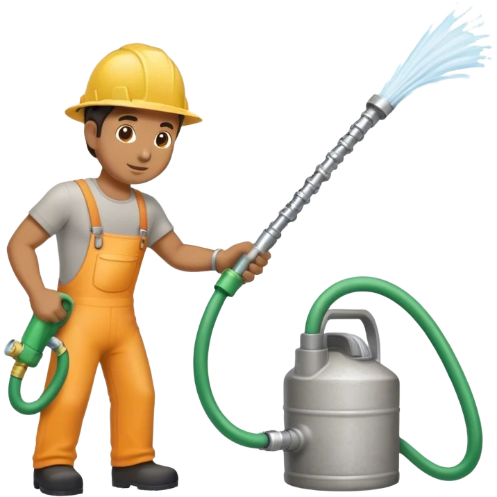 Man pouring concrete with a hose emoji