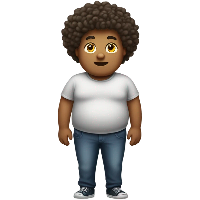 Fat tall boy with curly hair emoji