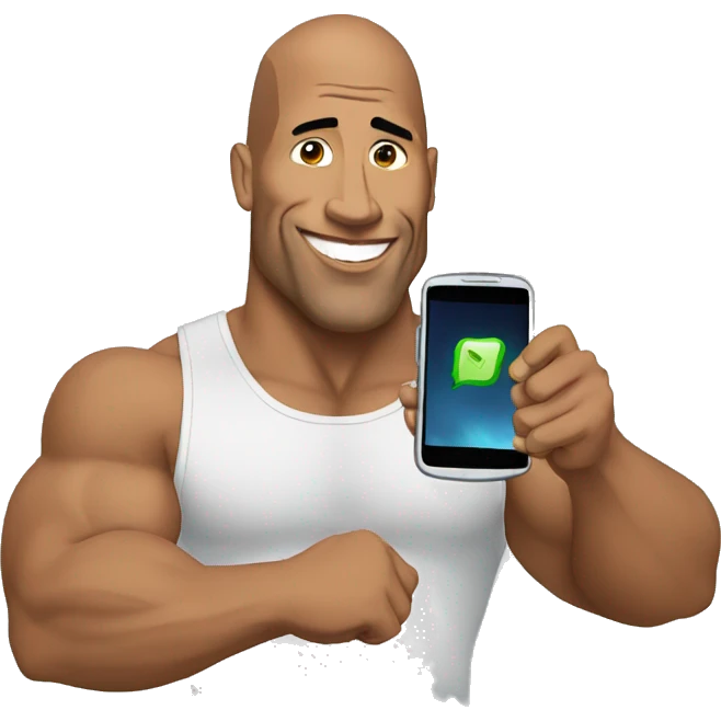 the rock holding a mobile phone emoji