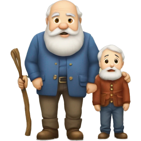 Grand-pere barbu et son petit-fils métisse  emoji