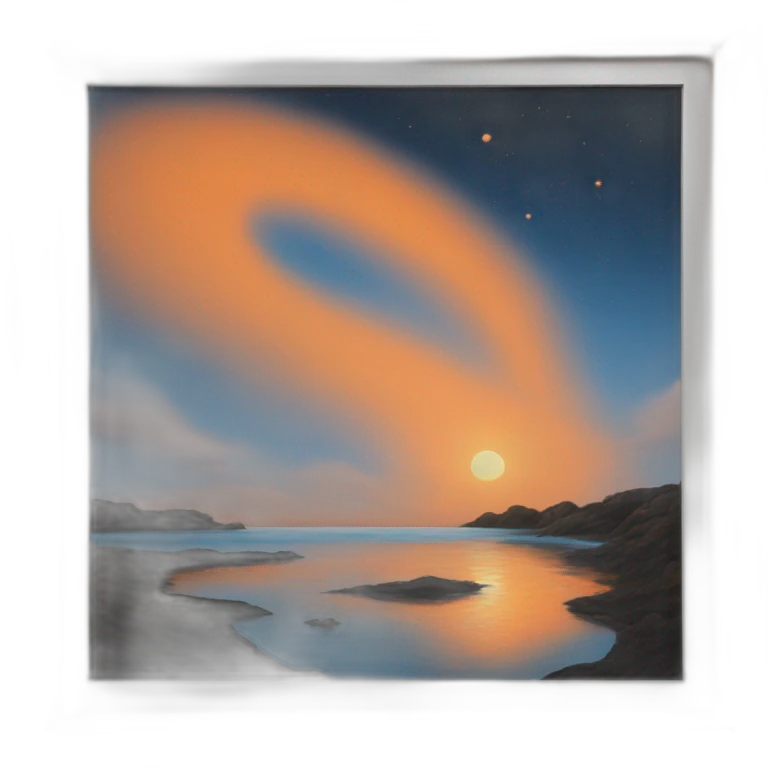 dreamland picture painting orange in wood frame  emoji