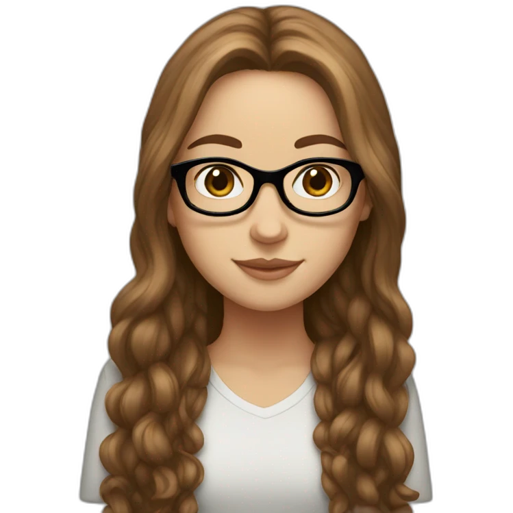 A white Girl with glasses,Brown long hair emoji