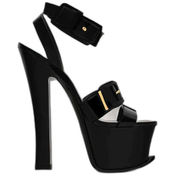 Ysl TRIBUTE PLATFORM SANDAL black PATENT LEATHER emoji