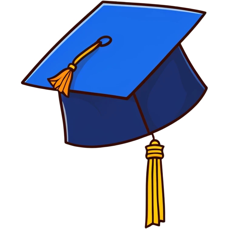 blue graduation cap with yellow tassel emoji