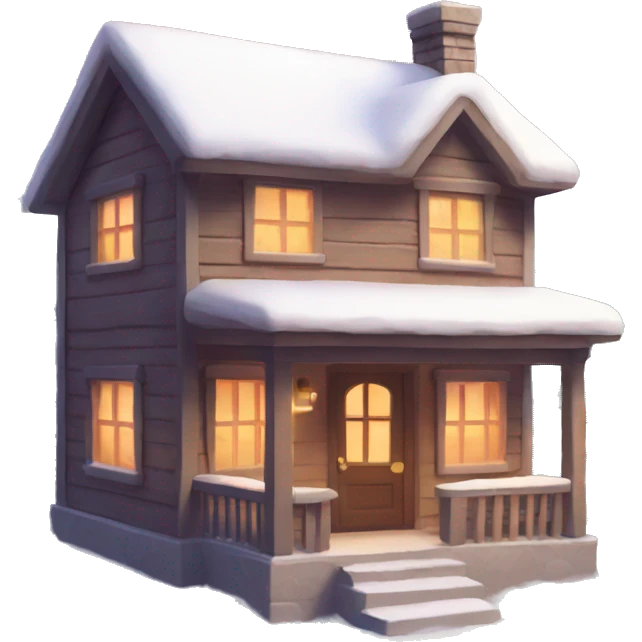 Cute cozy house with snow emoji