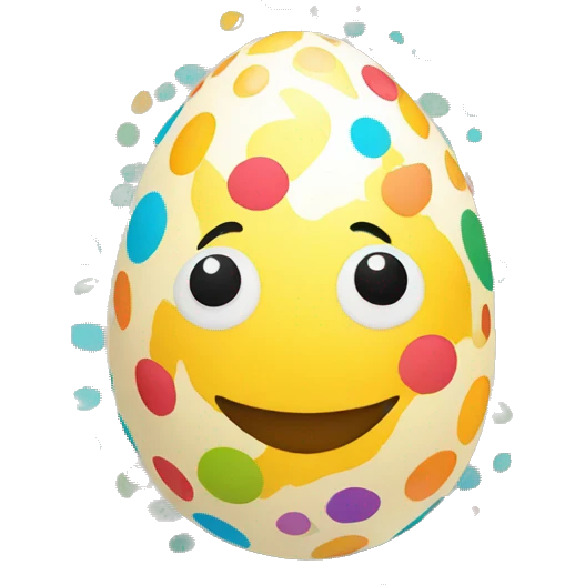 painted polka dot multicolor egg with a smiling face emoji