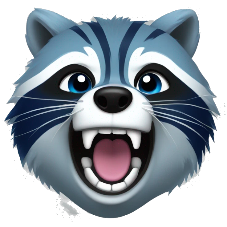 Blue raccoon screaming  emoji