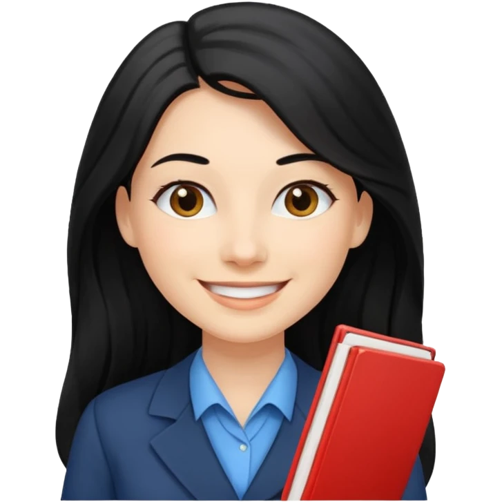 Women, professionals, teachers, black long hair emoji