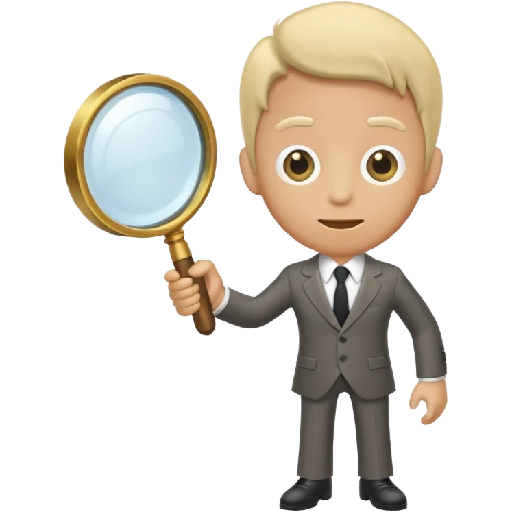 Magnifying glass that has limbs and a suit on(should look like the character Rodger from Dandy’s World) emoji