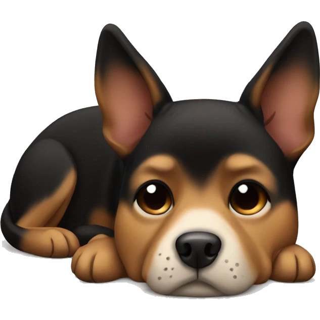 black and tan dog with pointy ears sleeping emoji