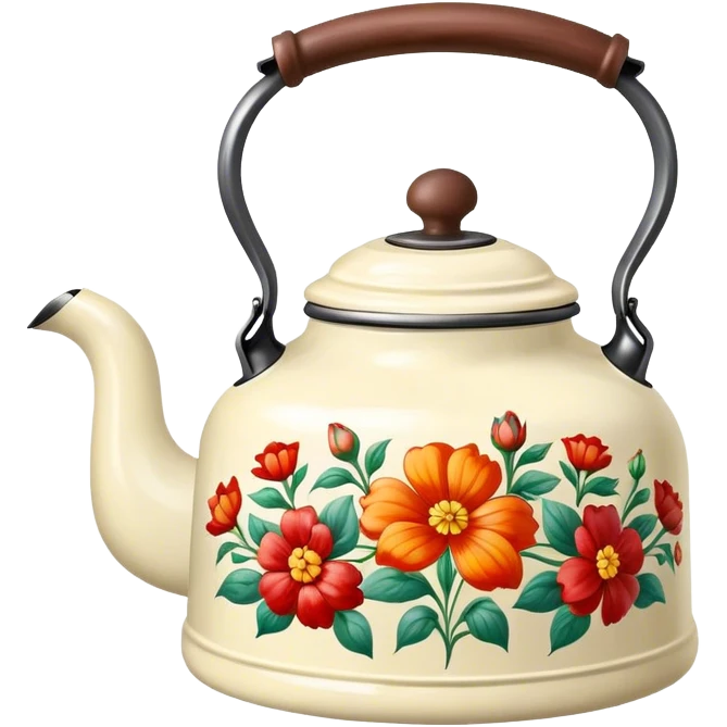 Vintage kettle with flower design emoji