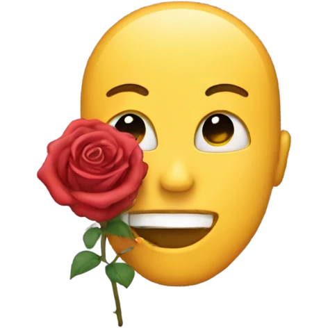 emoji with a rose in its mouth emoji