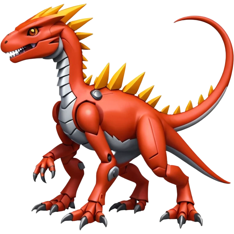 Spiky Cool Shiny Dark Futuristic shiny colorful Digimon-Fakemon-Guilmon-Velociraptor-Mecha full body  emoji