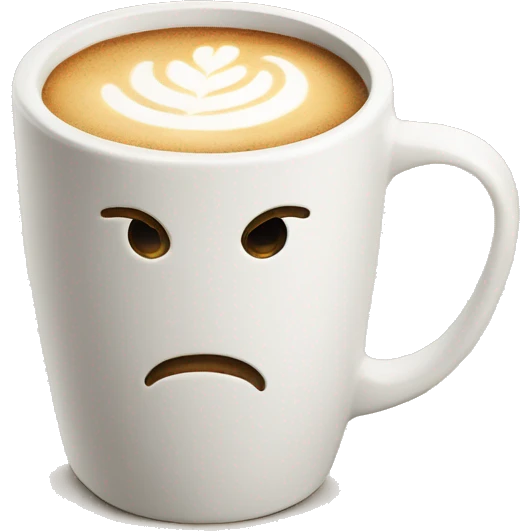 latte in white concrete mug emoji