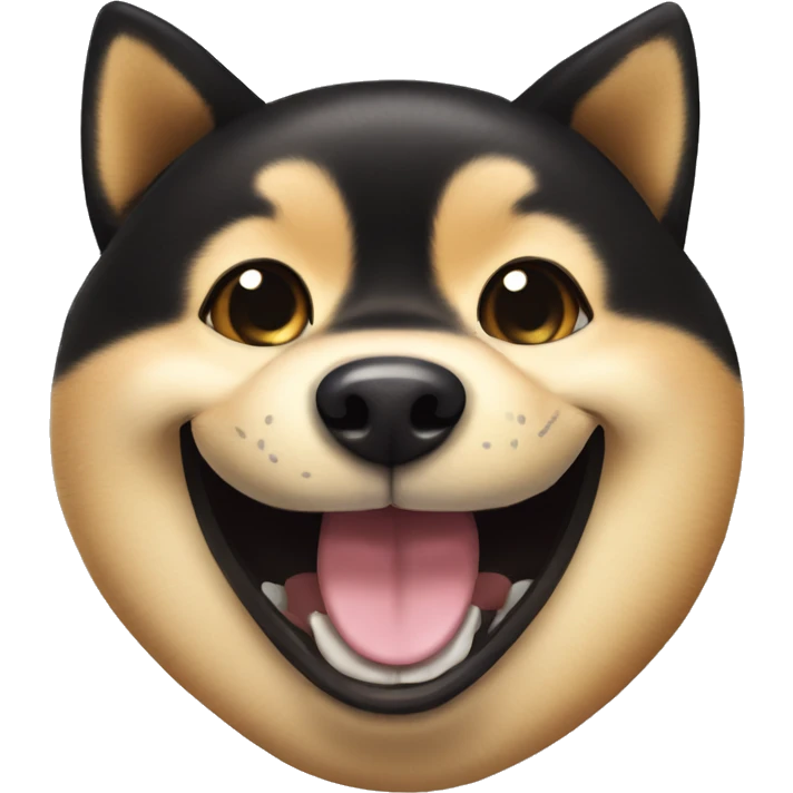 black shiba inu face | grinning face with big eyes | mouth | open | smile emoji