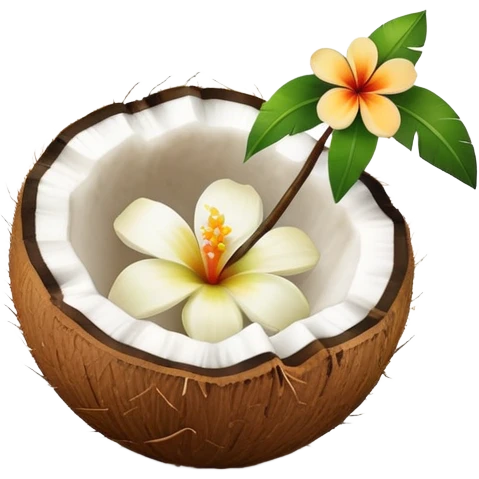 un coco con una flor  emoji