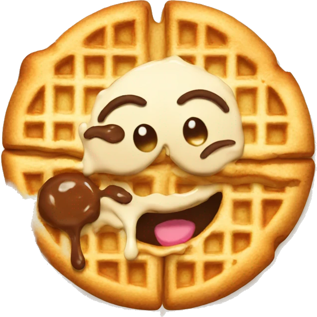 waffle eating a cookie emoji