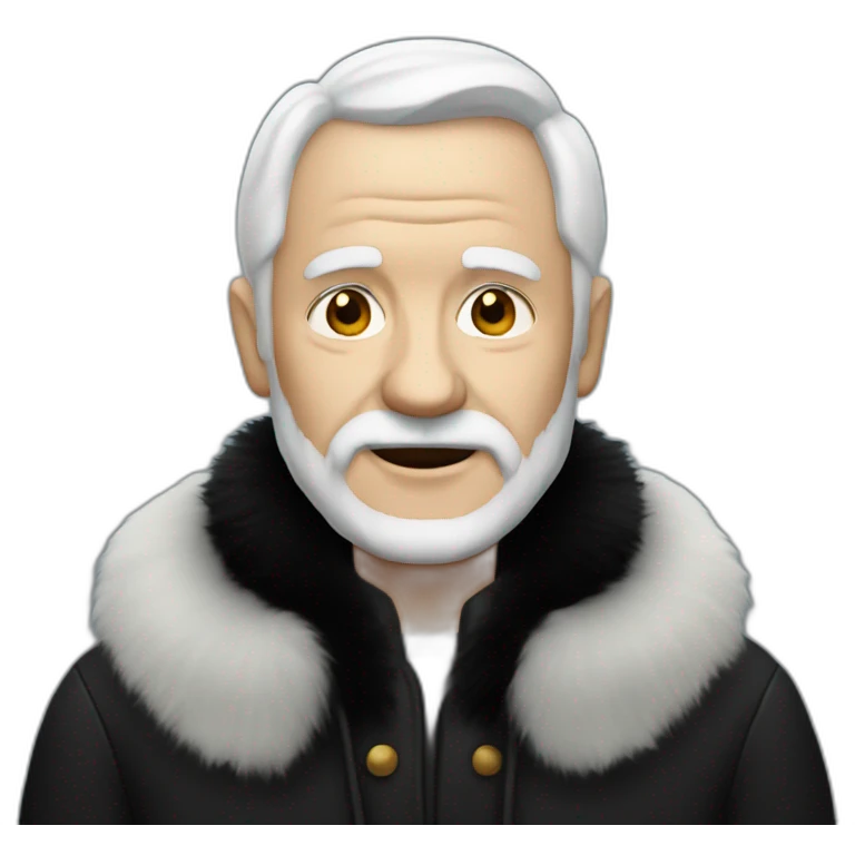 white old man with black Fur coat emoji