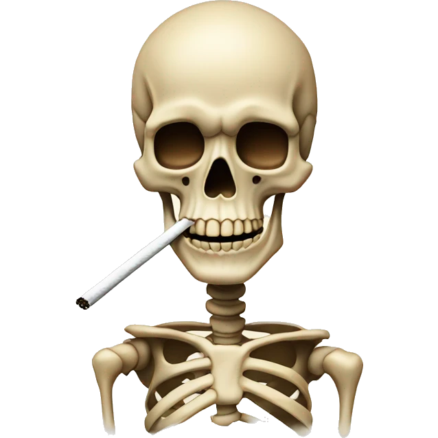 beige skeleton with a cigarette in his mouth emoji