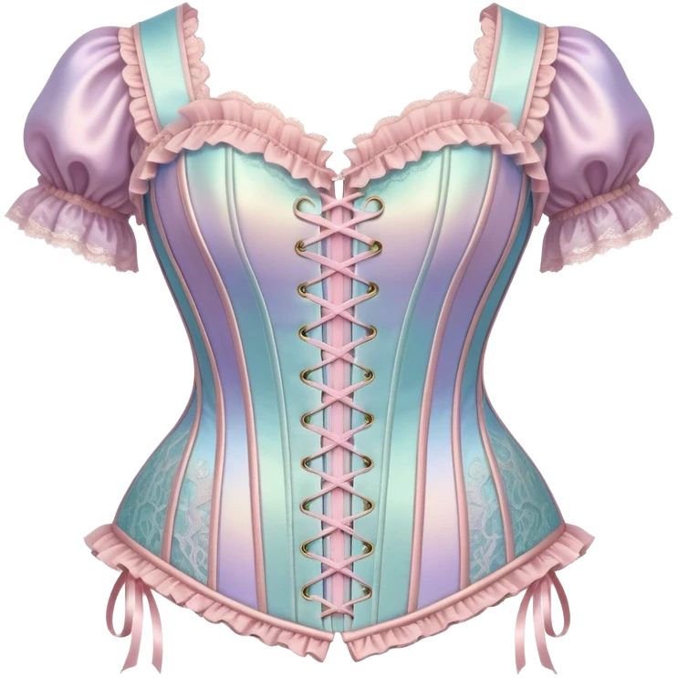 vintage rococo iridescent corset with lace and frills  emoji