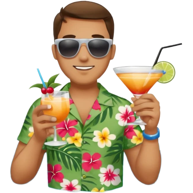 Male pool party with cocktails head emoji