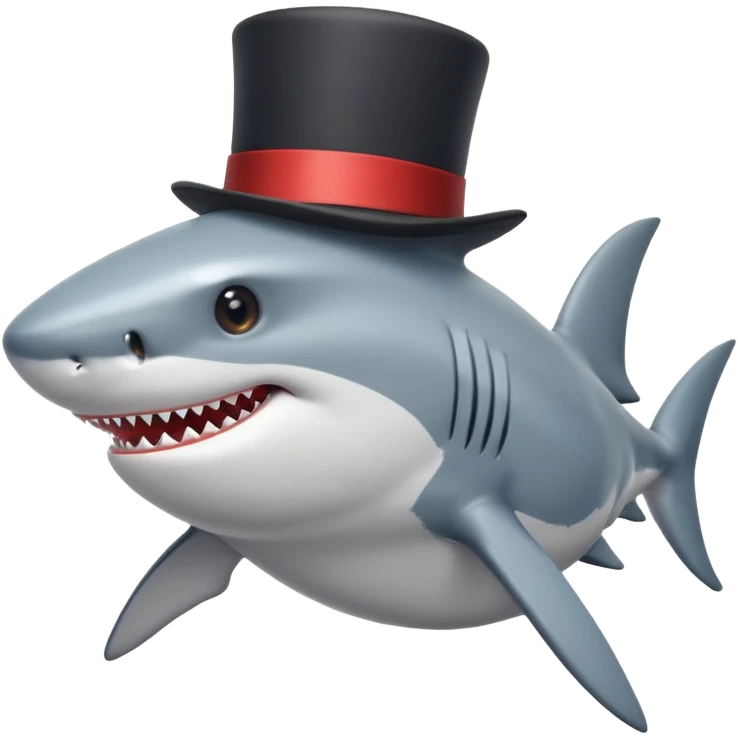 Shark with a top hat emoji
