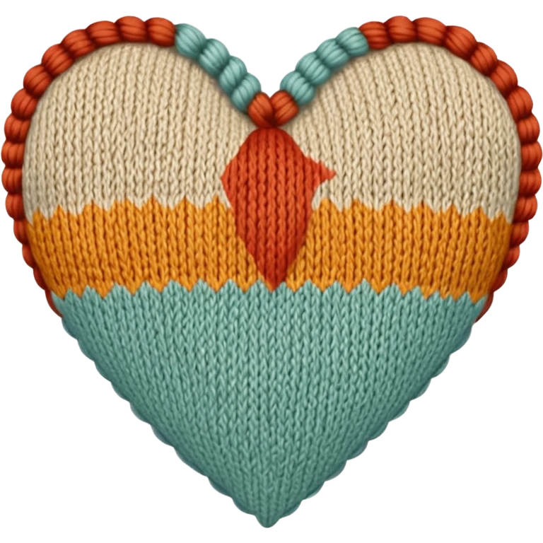Vintage Patterned, Knitted, neutral colored heart  emoji