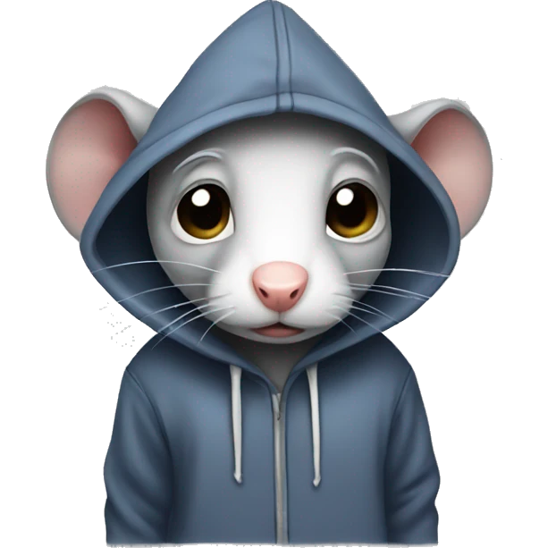 Sad Rat Wearing Hoodie emoji