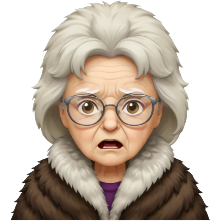 old woman with glasses angry wearing big furcoat emoji