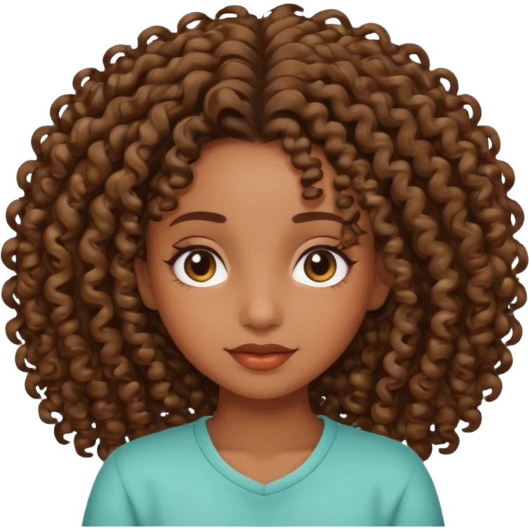 Brown skin girl with curly roots and relaxed hair emoji